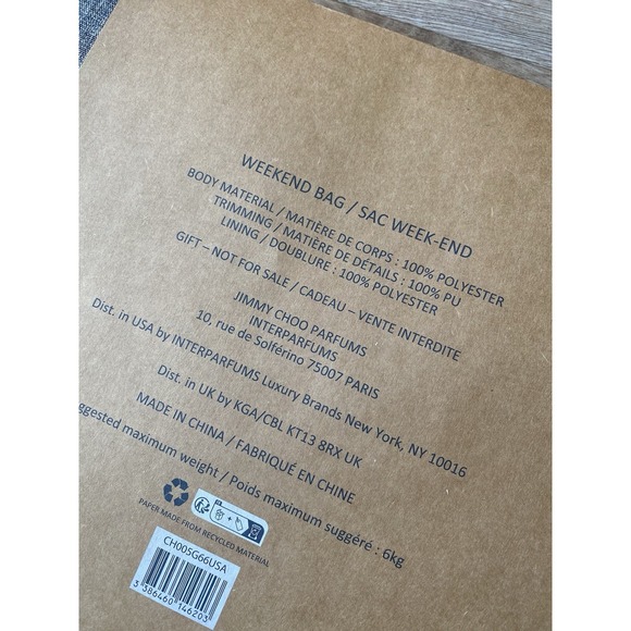 New Jimmy Choo Gray & Black Duffle Travel Weekender Gym Shoulder Bag 23 x 13 x 8 - Picture 3 of 3